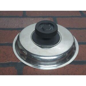 Pot Pan LID ONLY Stainless Steel 6-7/8" Outer lip 6-3/4" Inner Lip Black handle
